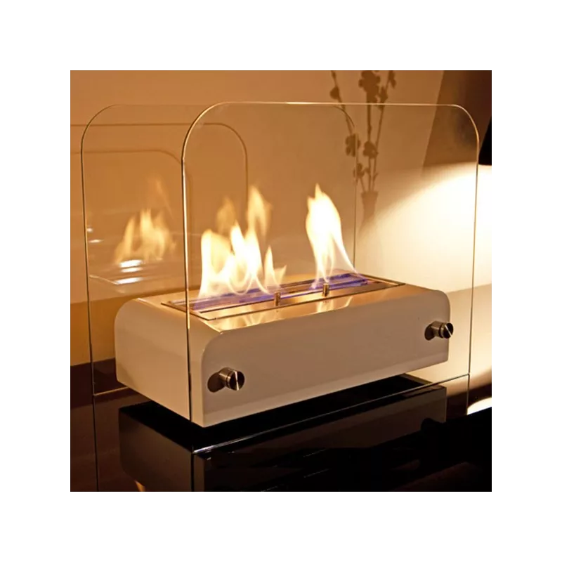 Foyer de table Toast, petite cheminée éthanol à poser Couleur Noir