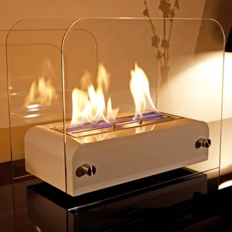 Foyer de table Toast, petite cheminée éthanol à poser Couleur Noir