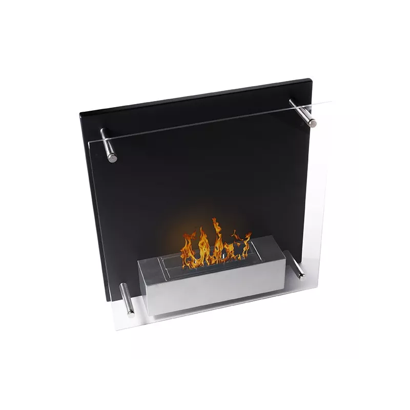 Petit foyer mural bio Squarebox, 2kW Couleur Noir