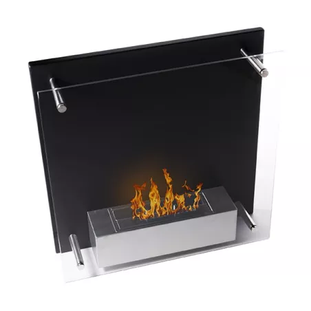 Petit foyer mural bio Squarebox, 2kW Couleur Noir