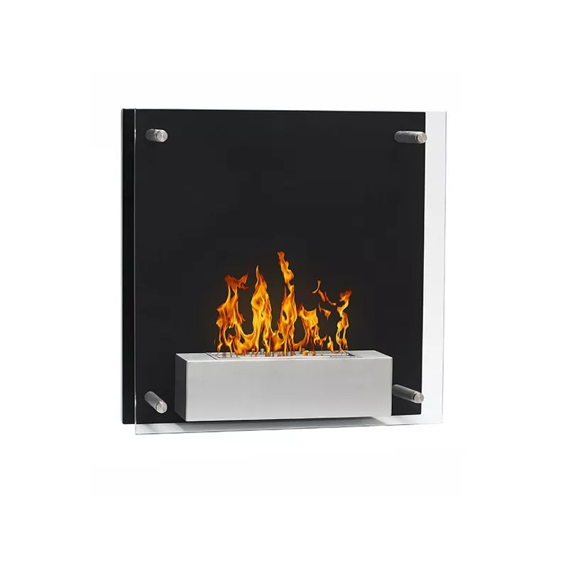 Petit foyer mural bio Squarebox, 2kW Couleur Noir