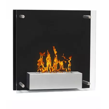 Petit foyer mural bio Squarebox, 2kW Couleur Noir