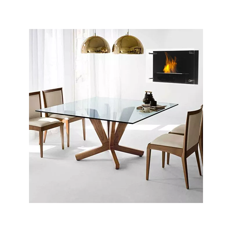 Cheminée éthanol murale 3kW Fireglass Couleur Noir