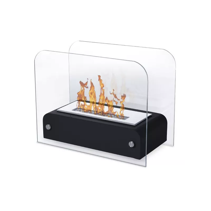 Foyer de table Toast, petite cheminée éthanol à poser Couleur Noir