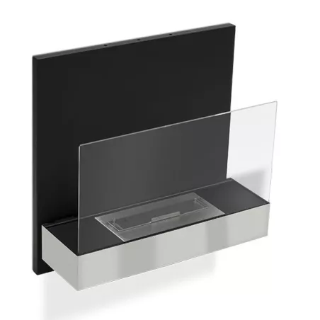 Foyer ethanol mural Tosno noir mat et inox Couleur Inox brossé