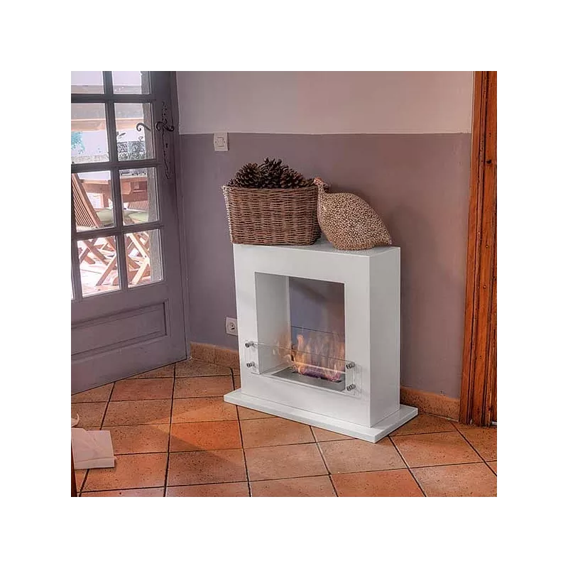 Arche square ethanol fireplace, 70 x 60 x 35 cm Colour White