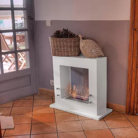 Arche square ethanol fireplace, 70 x 60 x 35 cm Colour White