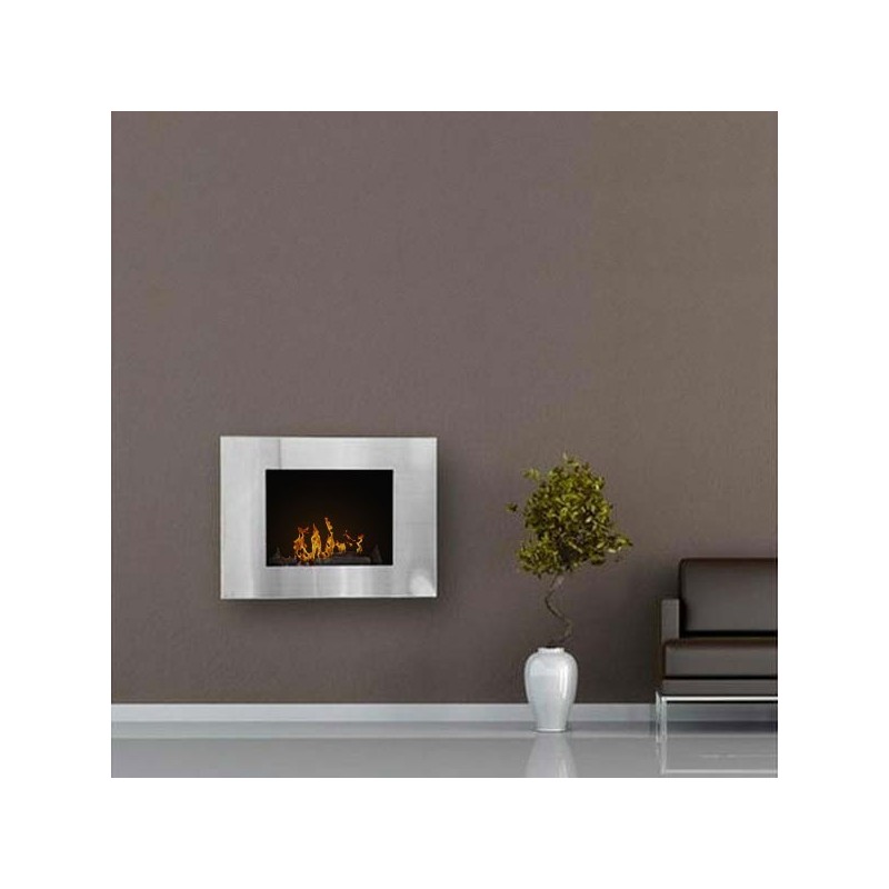Foyer mural ouvert bio ethanol Firenox 3kW. Couleur Inox brossé