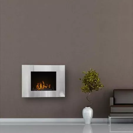Foyer mural ouvert bio ethanol Firenox 3kW. Couleur Inox brossé