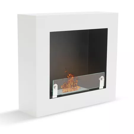 Foyer mural carré bio ethanol Brescia Couleur Blanc