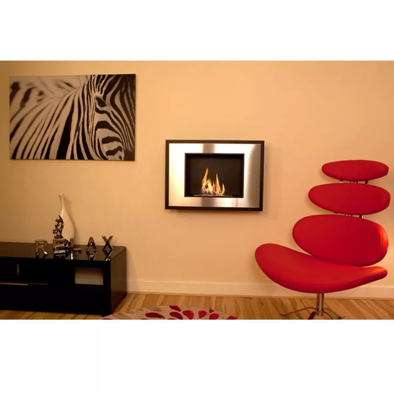 Cheminée murale inox brossé Insignal 3kW Couleur Inox brossé Option Vitre pare feu