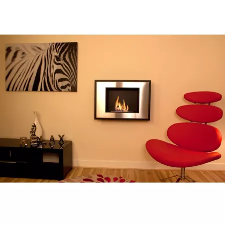 Cheminée murale inox brossé Insignal 3kW Couleur Inox brossé Option Vitre pare feu