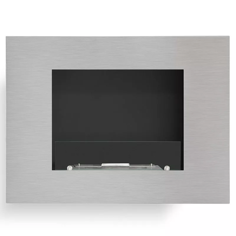 Foyer mural ouvert bio ethanol Firenox 3kW. Couleur Inox brossé