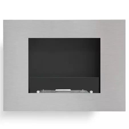 Firenox 3kW Bioethanol Wall-Mounted Open Fireplace. Colour Brushed stainless steel