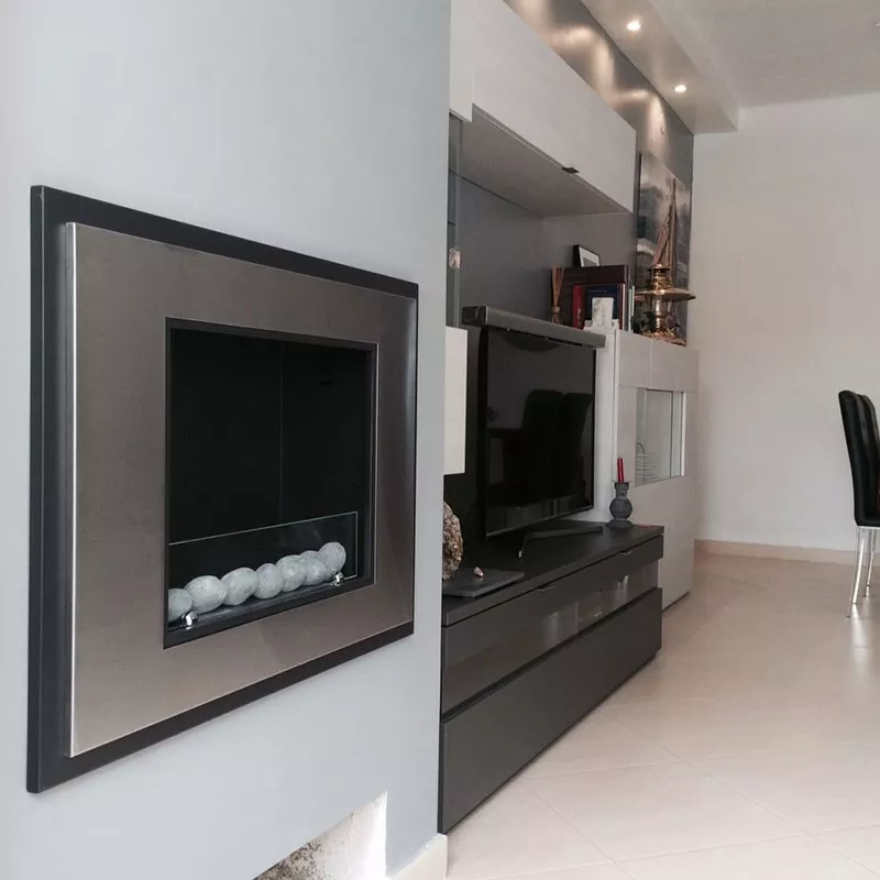 Cheminée murale inox brossé Insignal 3kW Couleur Inox brossé Option Vitre pare feu