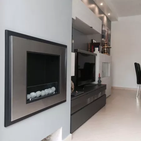 Cheminée murale inox brossé Insignal 3kW Couleur Inox brossé Option Vitre pare feu