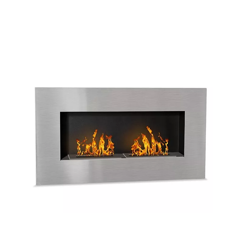 Poêle bio mural avec cadre inox Firenox XL 6 kW Couleur Inox brossé