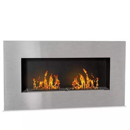 Poêle bio mural avec cadre inox Firenox XL 6 kW Couleur Inox brossé