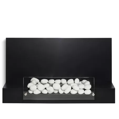 Cheminée bio-éthanol avec faux galets Couleur Noir