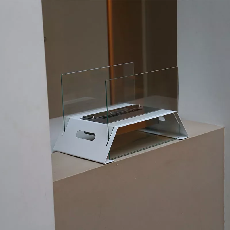 Cheminée de table design Diagonal Couleur Blanc