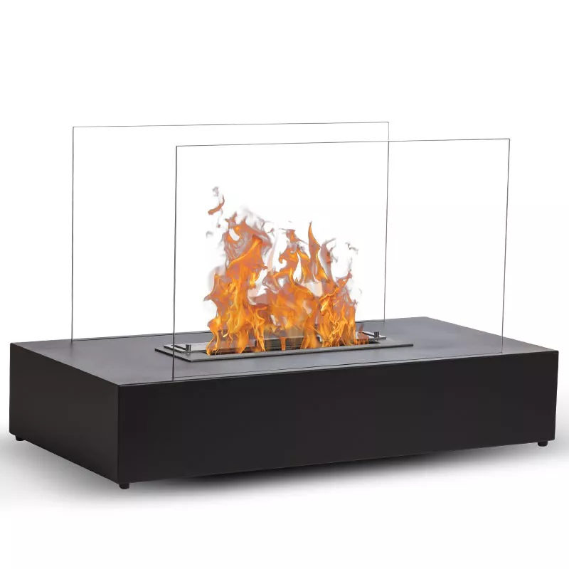 Cheminée éthanol de sol Lena, 80x40x45cm Couleur Noir