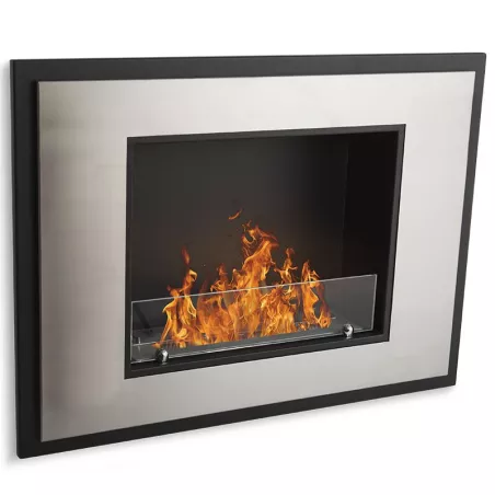 Cheminée murale inox brossé Insignal 3kW Couleur Inox brossé Option Vitre pare feu