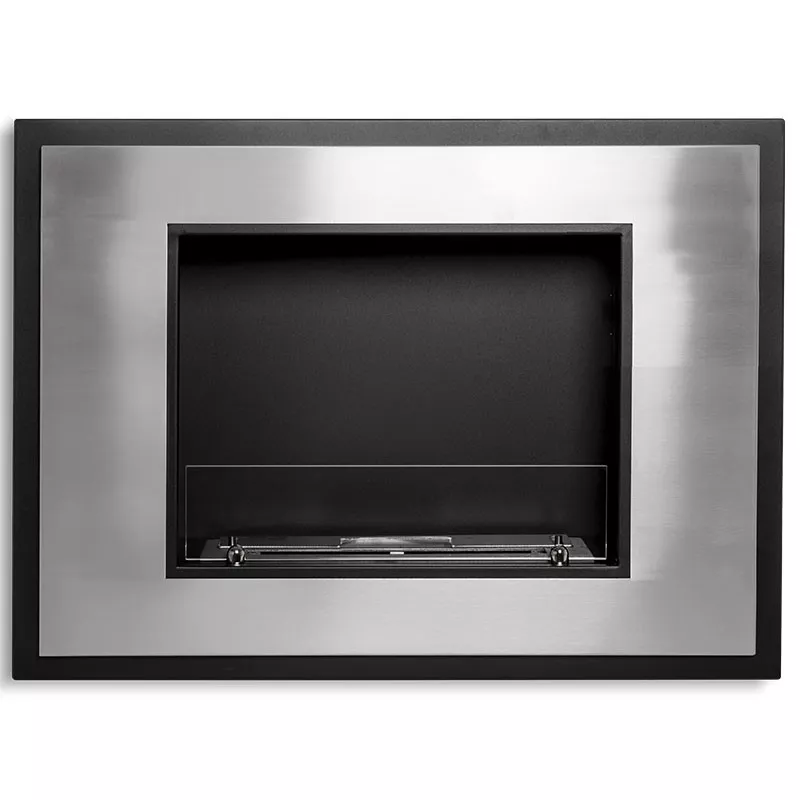 Cheminée murale inox brossé Insignal 3kW Couleur Inox brossé Option Vitre pare feu