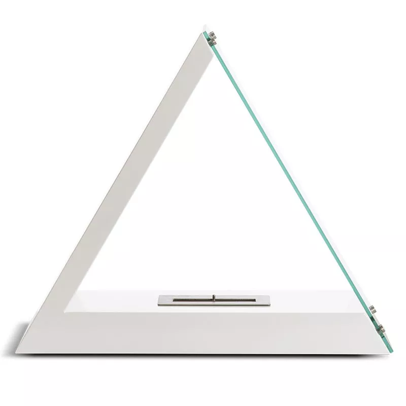 Kheops triangular bio ethanol fireplace, 80x68x30cm Colour White