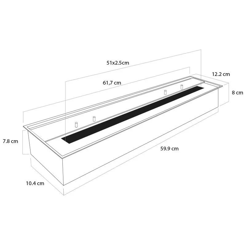 62 cm/8 kW Bioethanol Burner