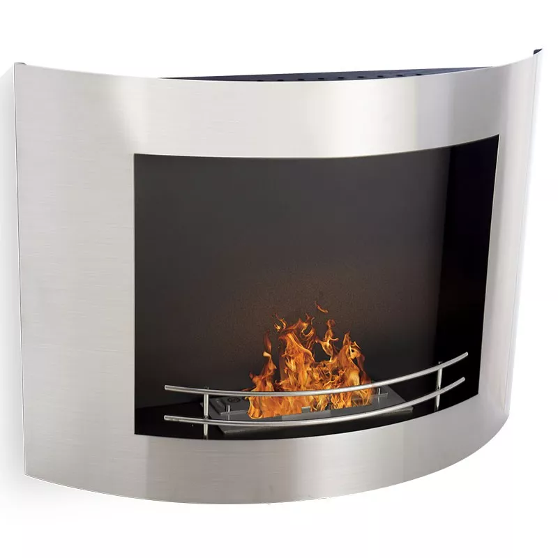 Bio wall fireplace Sotchi 2 kW Colour Brushed stainless steel