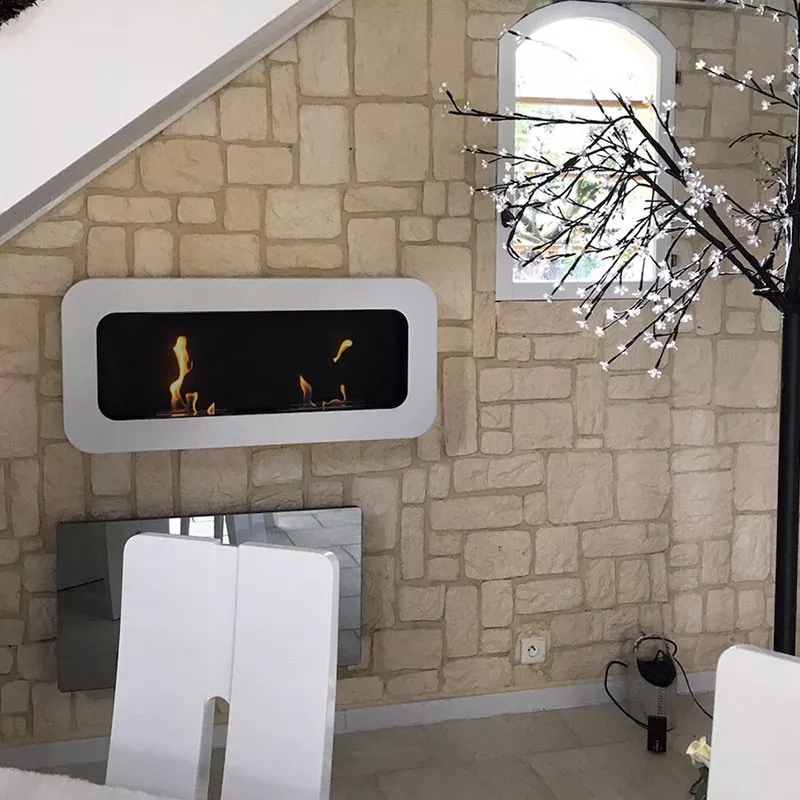 Wall-mounted ethanol fireplace Cassiopée Colour White