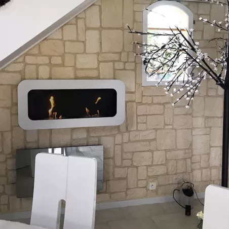 Wall-mounted ethanol fireplace Cassiopée Colour White