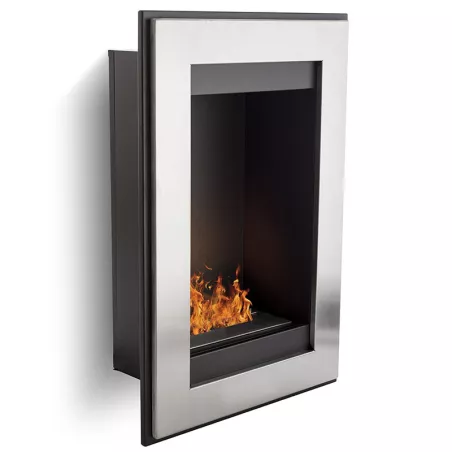 Parma wall-mounted ethanol fireplace Wikao Colour Brushed stainless steel