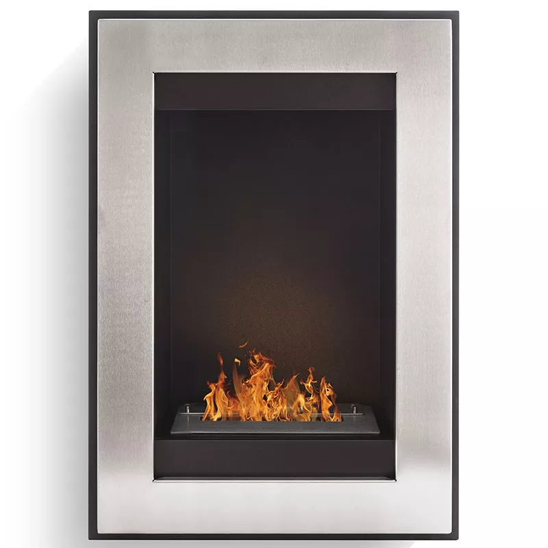 Parma wall-mounted ethanol fireplace Wikao Colour Brushed stainless steel