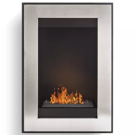 Parma wall-mounted ethanol fireplace Wikao Colour Brushed stainless steel