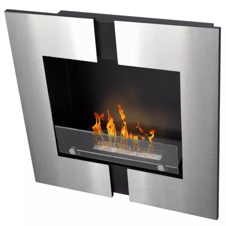 Cheminée murale carré Duo 4kW. Couleur Inox brossé