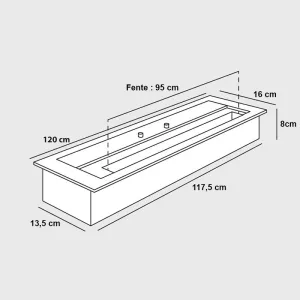 120-cm Ethanol Fireplace for a Custom-Made Fireplace Insert