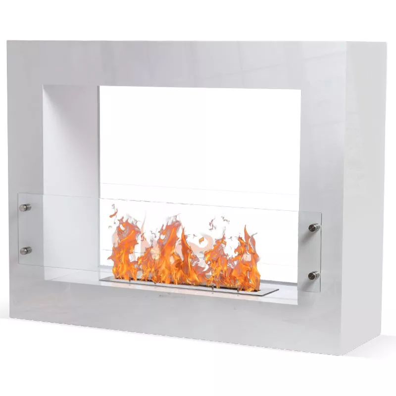 Cheminee ethanol de sol Boston soit en 5.4 kW soit en 6.5 kW Couleur Blanc Brûleur 3L/6.5kW