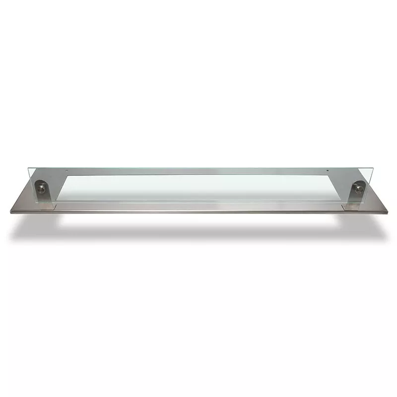 Brushed stainless steel plate surrounding a bioethanol burner Plate width 100 cm plate for 80 cm burner