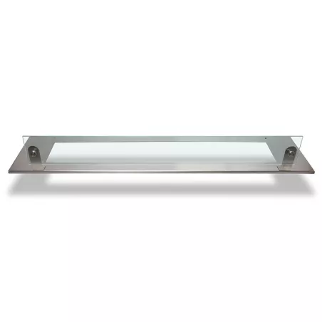 Brushed stainless steel plate surrounding a bioethanol burner Plate width 100 cm plate for 80 cm burner