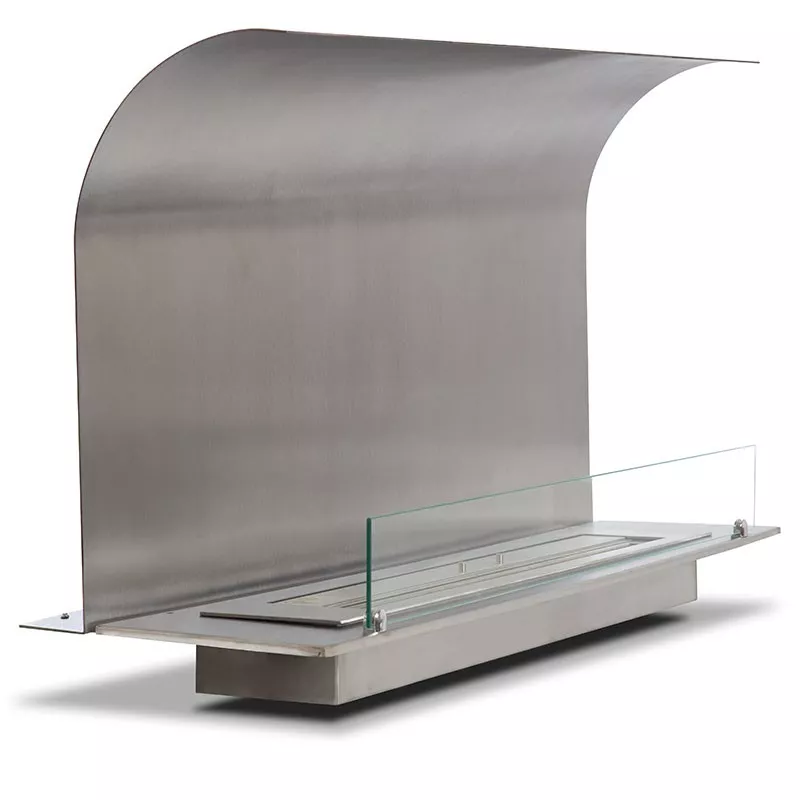 2 brushed stainless steel plates for a bioethanol burner Curved plate width 100 cm plates for 80 cm burner
