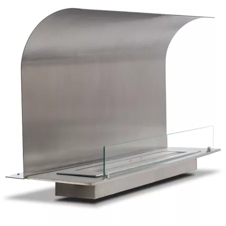 2 brushed stainless steel plates for a bioethanol burner Curved plate width 100 cm plates for 80 cm burner