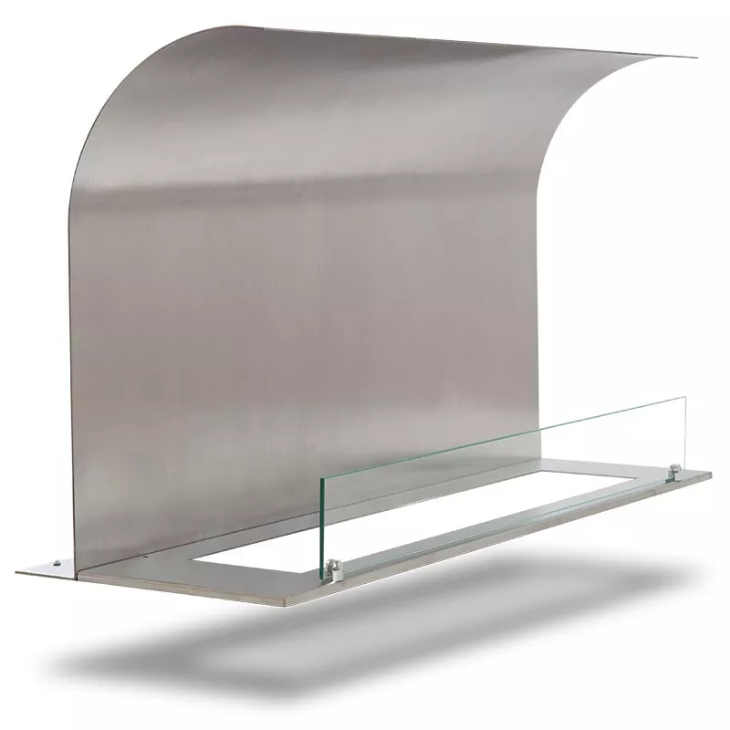 2 brushed stainless steel plates for a bioethanol burner Curved plate width 100 cm plates for 80 cm burner