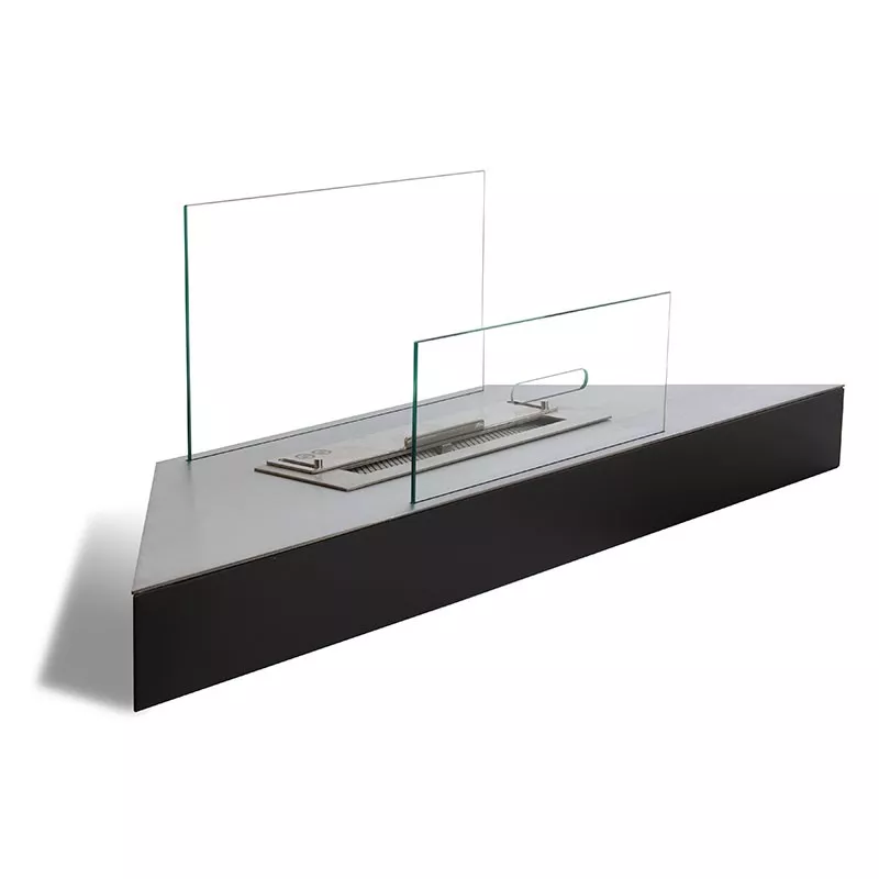 Anglo 3 kW Wall-Mounted Corner Bioethanol Fireplace Colour Brushed stainless steel