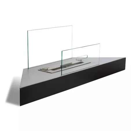 Anglo 3 kW Wall-Mounted Corner Bioethanol Fireplace Colour Brushed stainless steel