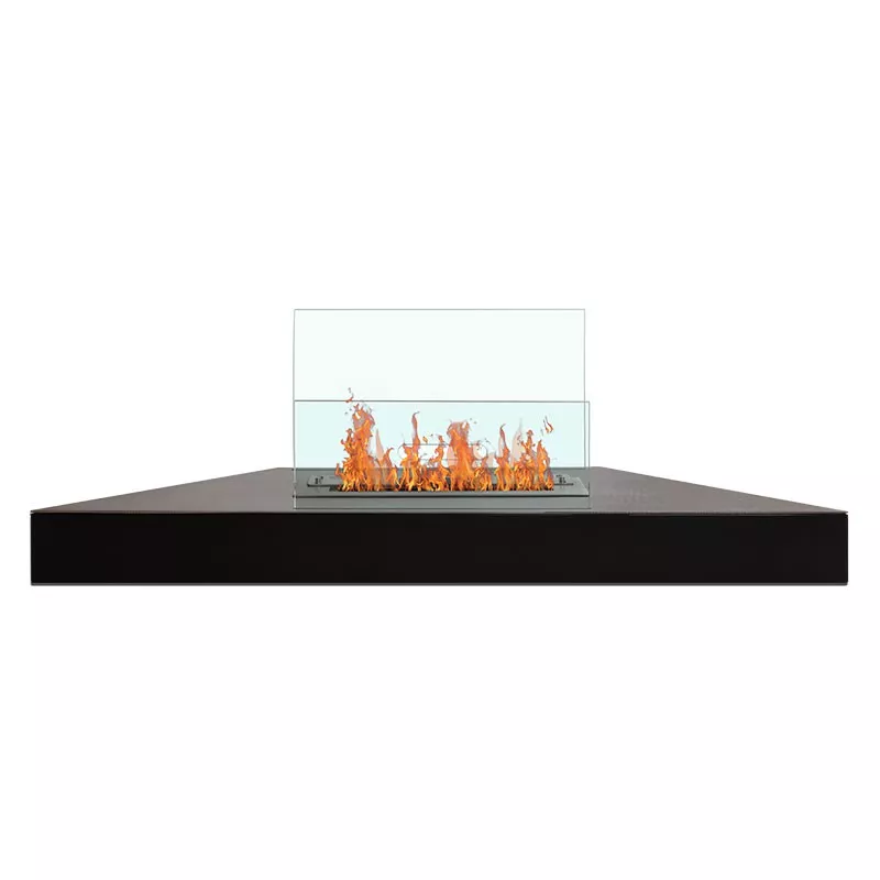 Anglo 3 kW Wall-Mounted Corner Bioethanol Fireplace Colour Brushed stainless steel