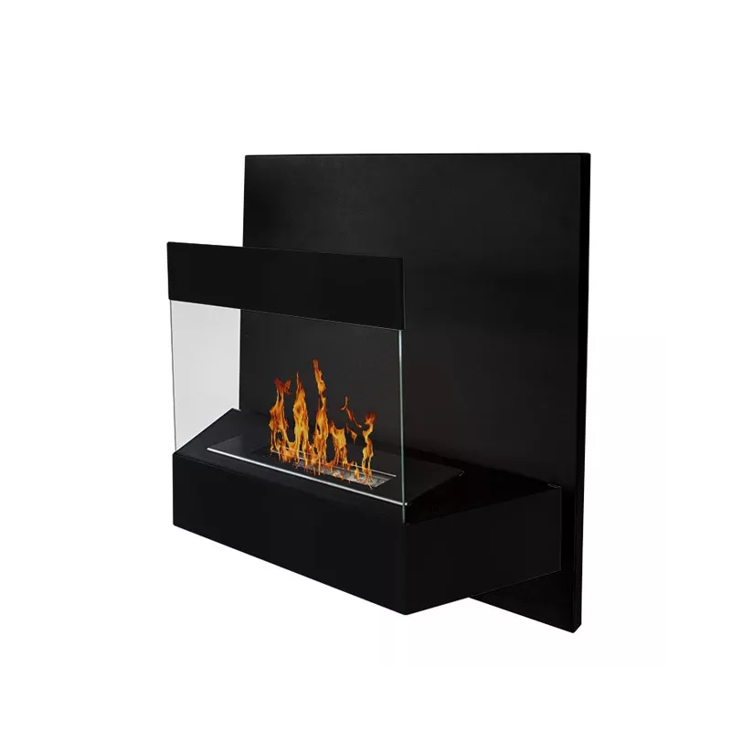Kaleos Wall-Mounted Bioethanol Fireplace, Geometric Design Colour Black