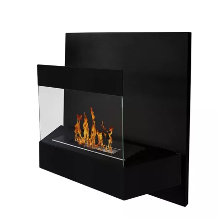Kaleos Wall-Mounted Bioethanol Fireplace, Geometric Design Colour Black