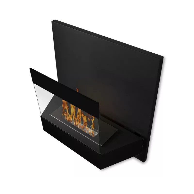 Kaleos Wall-Mounted Bioethanol Fireplace, Geometric Design Colour Black