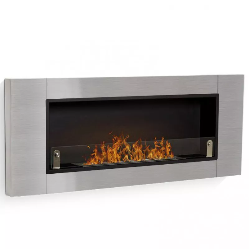 Cynthera Bioethanol Fireplace, 136x54x15 cm Colour Brushed stainless steel